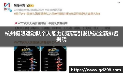 杭州极限运动队个人能力创新高引发热议全新排名揭晓